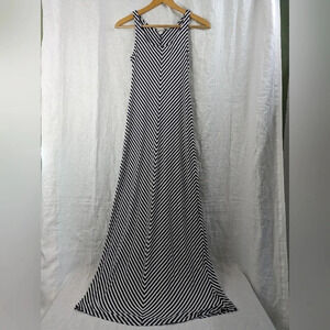 Merona striped navy and white maxi sun dress, women's size extra small  A11